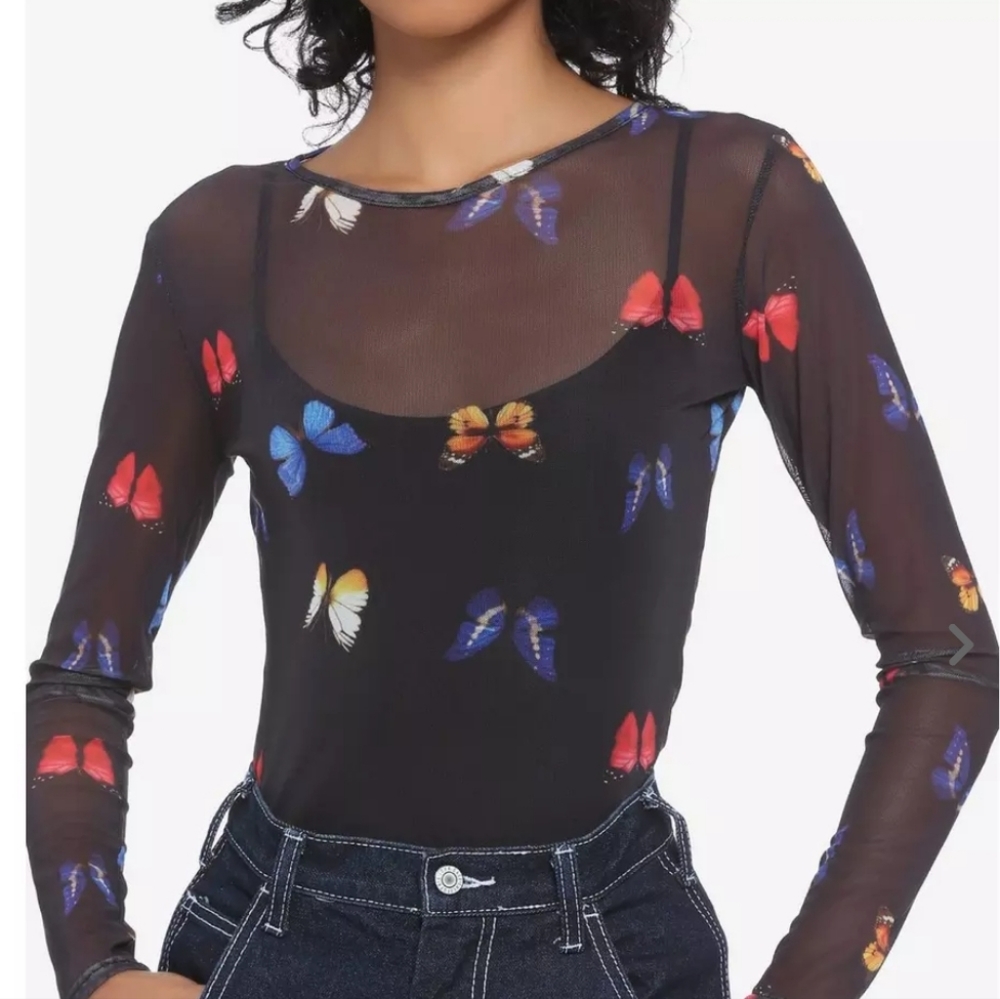 Daisy Street Mesh Butterfly Top